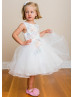 Beaded Multi Pink Lace Tulle Embroidery Flower Girl Dress